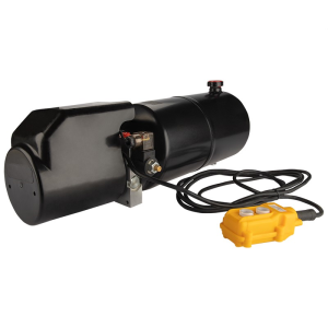 Agregat zasilacz hydrauliczny z pilotem "góra - dół" zasilanie: 12V moc: 2,0kW pompa: 2,6cm3 ciśnienie max: 18MPa zbiornik: 8L 