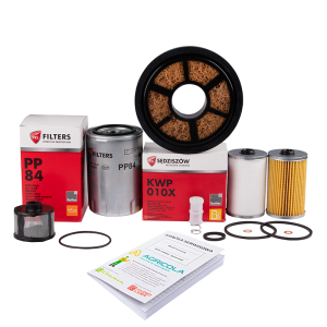 Pełny zestaw filtrów do ciągnika Ursus C-330 Filtr oleju silnika + filtry paliwa + wkład odstojnika paliwa + filtr oleju podnośnika + filtr powietrza starego typu + książka serwisowa 
