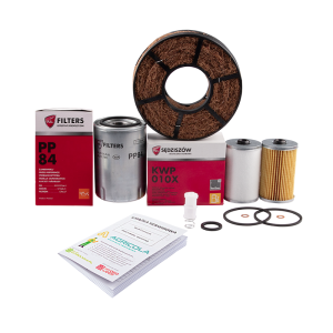 Zestaw filtrów do ciągnika Ursus C-360 Filtr oleju silnika + filtry paliwa + wkład odstojnika paliwa + filtr powietrza + książka serwisowa