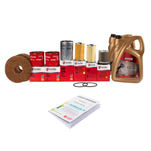Pełny zestaw filtrów do ciągnika Ursus U902/904 U1002/1004 Filtry oleju silnika + filtry paliwa + filtr oleju podnośnika + wkład filtra powietrza + olej silnikowy NEXANOL CC 40 10L + książka serwisowa