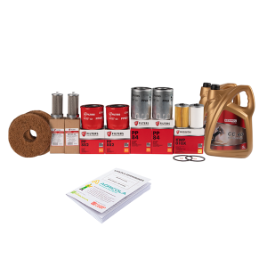 Zestaw filtrów do ciągnika Ursus C-385 Filtry oleju silnika + filtry paliwa + wkład hydrauliczny + wkład filtra powietrza + olej silnikowy NEXANOL CC 40 10L + książka serwisowa 