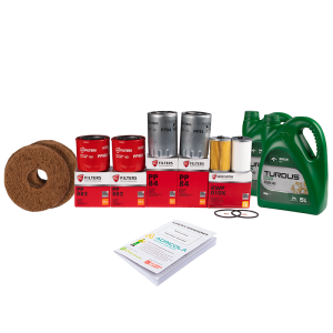 Zestaw filtrów do ciągnika Ursus C-385 Filtry oleju silnika + filtry paliwa + wkład filtra powietrza + olej silnikowy TURDUS 15W40 10L + książka serwisowa