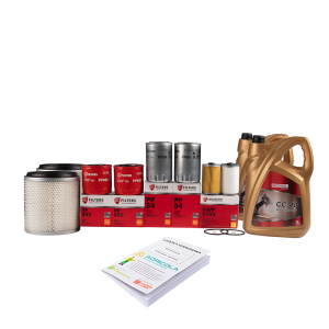 Zestaw filtrów do ciągnika Ursus C-385 Filtry oleju silnika + filtry paliwa + wkład filtra powietrza + olej silnikowy NEXANOL CC 40 10L + książka serwisowa 