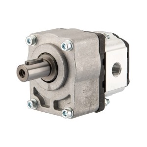 Pompa hydrauliczna zębata lewa grupy 1, obroty lewe, objętość: 2,45cm3/obr, wydajność (1500obr/min): 3,67L/min + przystawka podpora łożyskowa łożyskowanie pompy GR1 1:8 Z14 z wałkiem cylindrycznym
