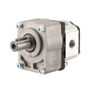 Pompa hydrauliczna zębata lewa grupy 1, obroty lewe, objętość: 5,55cm3/obr, wydajność (1500obr/min): 8,32L/min + przystawka podpora łożyskowa łożyskowanie pompy GR1 1:8 Z14 z wałkiem cylindrycznym