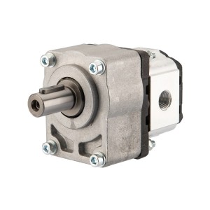 Pompa hydrauliczna zębata lewa grupy 1, obroty lewe, objętość: 7,60cm3/obr, wydajność (1500obr/min): 11,40L/min + przystawka podpora łożyskowa łożyskowanie pompy GR1 1:8 Z14 z wałkiem cylindrycznym