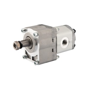 Pompa hydrauliczna zębata prawa grupy 1, obroty prawe, objętość: 3,70cm3/obr, wydajność (1500obr/min): 5,55L/min + przystawka podpora łożyskowa łożyskowanie pompy GR1 1:8 Z14 z wałkiem stożkowym