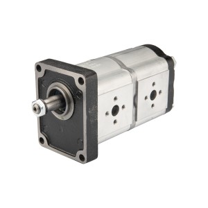 Pompa hydrauliczna zębata Hydrosila prawa 2-sekcyjna grupy 2 objętość: 16/16 cm3/obr wydajność (1500obr): 24/24 L/min