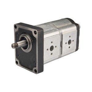 Pompa hydrauliczna zębata Hydrosila prawa 2-sekcyjna grupy 2 objętość: 12/12 cm3/obr wydajność (1500obr): 18/18 L/min