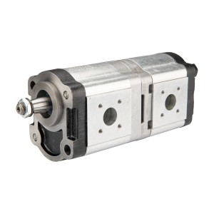 Pompa hydrauliczna zębata Hydrosila lewa 2-sekcyjna grupy 2 objętość: 16/14 cm3/obr wydajność (1500obr): 24/21 L/min