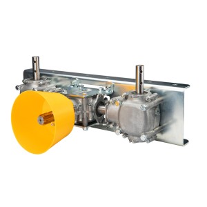 Zespół 3 przekładni aluminiowych rozsiewacza L:450 w zestawie z belką i mocowaniami