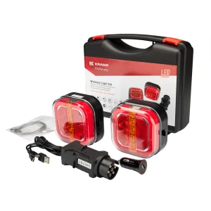 Zestaw dwóch tylnych lamp bezprzewodowych led  z mocnym magnesem, walizką i akcesoriami