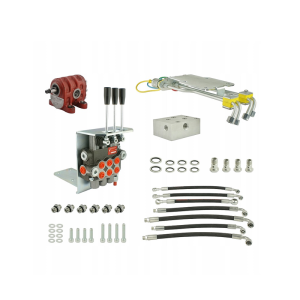 Zestaw do przeróbki i rozbudowy podstawowej hydrauliki w ciągnikach ursus C-330 w zestawie adapter, pompa żeliwna, rozdzielacz 3 sekcyjny, wsporniki, gniazda, węże i złącza.