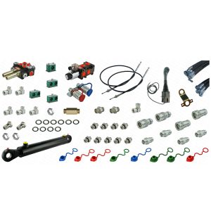 Kompletna hydraulika do ładowacza Tur C-330, rozdzielacz + joystick z linkami + elektrozawór + cylinder do łychy + przewody + komponenty