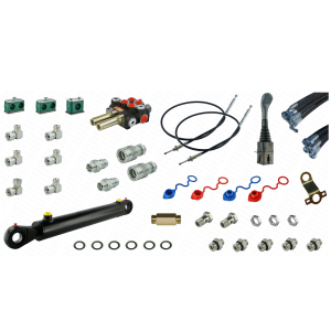 Kompletna hydraulika do ładowacza Tur C-330, rozdzielacz +  joystick z linkami + cylinder do łychy + przewody + komponenty