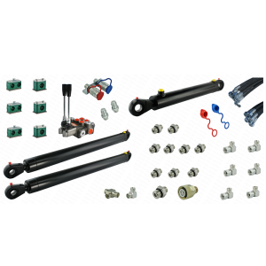 Kompletna hydraulika do ładowacza Tur C-360 C-360-3P, rozdzielacz + dwa cylindry do podnoszenia i jeden do łychy + przewody + komponenty