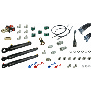 Kompletna hydraulika do ładowacza Tur C-330, rozdzielacz + joystick z linkami + dwa cylindry do podnoszenia i jeden do łychy + przewody + komponenty 