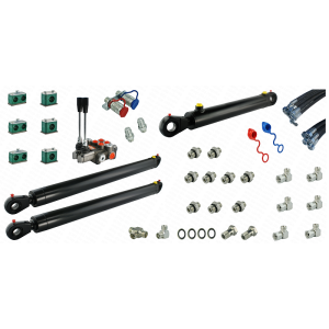 Kompletna hydraulika do ładowacza Tur C-330, rozdzielacz + dwa cylindry do podnoszenia i jeden do łychy + przewody + komponenty