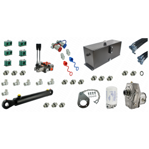 Kompletna hydraulika do ładowacza Tur C-360 C-360-3P, rozdzielacz + przekładnia z pompą + zbiornik + filtr + cylinder do łychy + przewody + komponenty