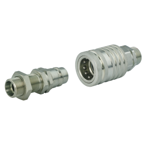 Zestaw szybkozłączy hydraulicznych gniazdo euro + wtyczka grodziowa euro. Gwinty zewnętrzne M18x1.5