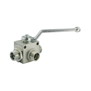 Zawór hydrauliczny ręczny kulowy 3-drogowy 3/2 gwinty: M22x1.5 przepływ: 60L/min ciśnienie max: 350bar