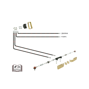 Wspomaganie kierownicy ZETOR 5211 - 7211 z orbitrolem Hydrolider - siłownik montowany do osi z podwójnym tłoczyskiem wysuwanym na dwie strony. Wersja uproszczona do ciągników wyposażonych w zbiornik i pompę wspomagania.