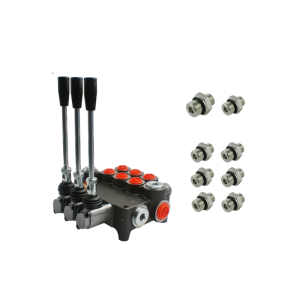 Rozdzielacz hydrauliczny 3 sekcyjny 80L w zestawie z przyłączami
