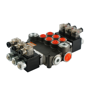 Rozdzielacz hydrauliczny 3 sekcyjny 80L/min sterowany elektrycznie 12V