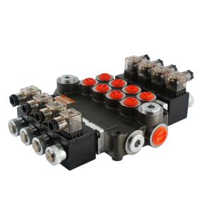 Rozdzielacz hydrauliczny 4 sekcyjny 80L/min sterowany elektrycznie 12V