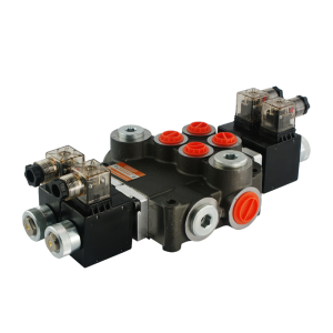 Rozdzielacz hydrauliczny 2 sekcyjny 80L/min sterowany elektrycznie 12V