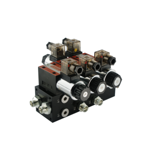 Rozdzielacz hydrauliczny 2 sekcyjny blokowy typu CETOP 03 NG6 sterowany elektrycznie 230v