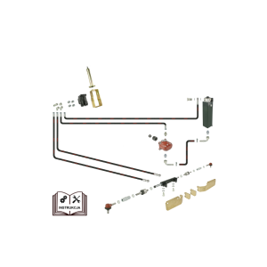 Wspomaganie kierownicy ZETOR 5011 - 7011 z orbitrolem DANFOSS - siłownik montowany do osi z podwójnym tłoczyskiem wysuwanym na dwie strony. Wersja kompletna ze zbiornikiem i pompą wspomagania.
