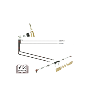 Wspomaganie kierownicy ZETOR 5011 - 7011 z orbitrolem Danfoss - siłownik montowany do osi z podwójnym tłoczyskiem wysuwanym na dwie strony. Wersja uproszczona do ciągników wyposażonych w zbiornik i pompę wspomagania