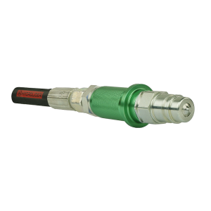 Szybkozłącze hydrauliczne wtyczka euro w zestawie z zielonym znacznikiem. Gwint zewnętrzny od strony przewodu M22x1.5