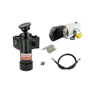 Hydraulika do przyczepy wywrotki, kipra. Zestaw do wywrotu: zasilacz 24V + siłownik skok 910 udźwig do 7 ton