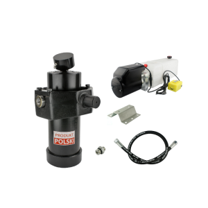 Hydraulika do przyczepy wywrotki, kipra. Zestaw do wywrotu: zasilacz 24V + siłownik skok 1237 udźwig do 8 ton