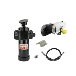 Hydraulika do przyczepy wywrotki, kipra. Zestaw do wywrotu: zasilacz 24V + siłownik skok 1432 udźwig do 12 ton