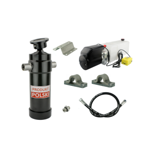 Hydraulika do przyczepy wywrotki, kipra. Zestaw do wywrotu: zasilacz 24V + siłownik skok 1432 udźwig do 12 ton