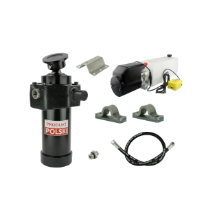 Hydraulika do przyczepy wywrotki, kipra. Zestaw do wywrotu: zasilacz 24V + siłownik skok 1432 udźwig do 12 ton