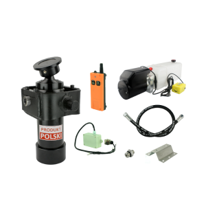 Hydraulika do przyczepy wywrotki, kipra. Zestaw do wywrotu: zasilacz 24V ze sterowaniem bezprzewodowym + siłownik skok 910 udźwig do 7 ton
