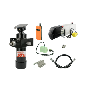 Hydraulika do przyczepy wywrotki, kipra. Zestaw do wywrotu: zasilacz 24V ze sterowaniem bezprzewodowym + siłownik skok 700 udźwig do 5 ton