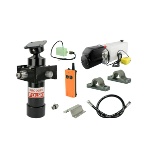 Hydraulika do przyczepy wywrotki, kipra. Zestaw do wywrotu: zasilacz 24V ze sterowaniem bezprzewodowym + siłownik skok 700 udźwig do 5 ton