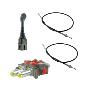 Zestaw hydrauliczny 2 sekcyjny: rozdzielacz 120L z sekcją pływającą + joystick bez przycisków + dwie linki 2,5m