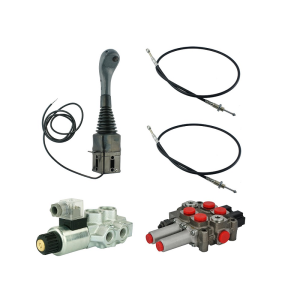 Zestaw hydrauliczny 3 sekcyjny: rozdzielacz 60L z sekcją pływającą + elektrozawór 6/2 + joystick z jednym przyciskiem + dwie linki 2m