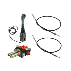 Zestaw hydrauliczny 2 sekcyjny: rozdzielacz 40L + joystick z jednym przyciskiem + dwie linki 1,5m