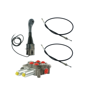 Zestaw hydrauliczny 2 sekcyjny: rozdzielacz 120L + joystick z jednym przyciskiem + dwie linki 1m