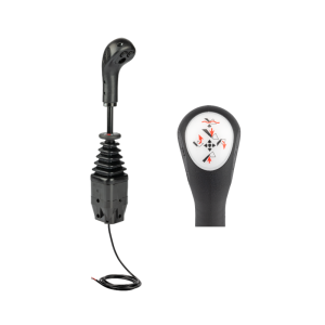 Wzmocniony joystick Indemar 6141 z dwoma przyciskami. Przystosowany do linek na widełki.