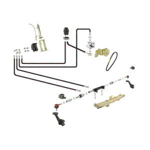 Wspomaganie kierownicy C-330 Premium z orbitrolem Danfoss - siłownik montowany do osi z podwójnym tłoczyskiem wysuwanym na dwie strony, napęd z koła pasowego (w miejsce sprężarki)