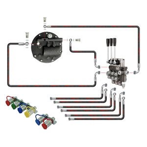Rozdzielacz hydrauliczny 3 sekcyjny w zestawie ze wzmacnianą pompą i nowego typu pokrywą z wyjściem na rozdzielacz zewnętrzny do ciągnika Ursus C-360 C-360-3P