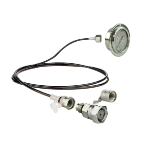 Zestaw serwisowy do pomiaru ciśnienia oleju i diagnostyki układu hydraulicznego. Manometr 250 bar + przewód 2000mm z przyłączem DKOL M18x1.5